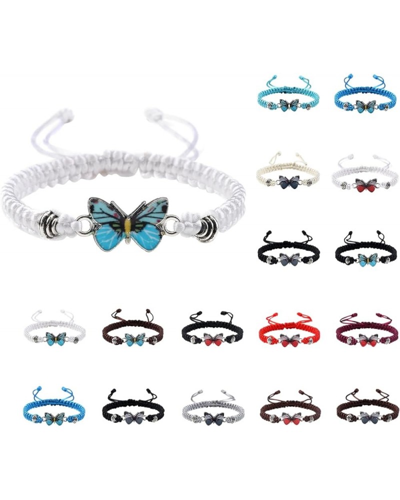 Butterfly Bracelets Classic Adjustable Woven Bracelets Womens Girls Charm Butterfly Hand Chain for Friendship Love B-Black on...