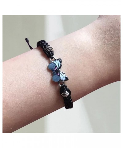 Butterfly Bracelets Classic Adjustable Woven Bracelets Womens Girls Charm Butterfly Hand Chain for Friendship Love B-Black on...