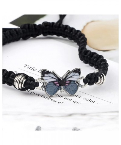 Butterfly Bracelets Classic Adjustable Woven Bracelets Womens Girls Charm Butterfly Hand Chain for Friendship Love B-Black on...