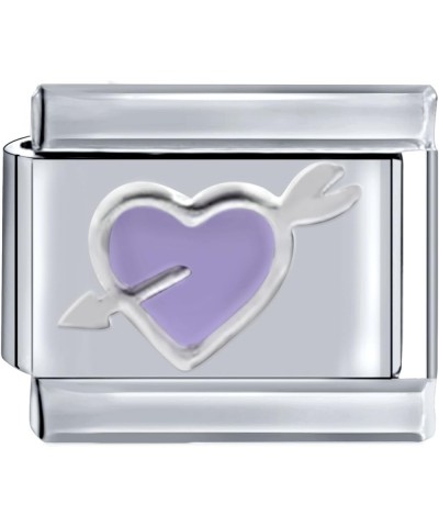 Italian Charms, 10mm*9mm Italian Charm Bracelet Link, Heart Italian Charm, Italian Charm With Pendant I-Silver-Purple $6.00 B...