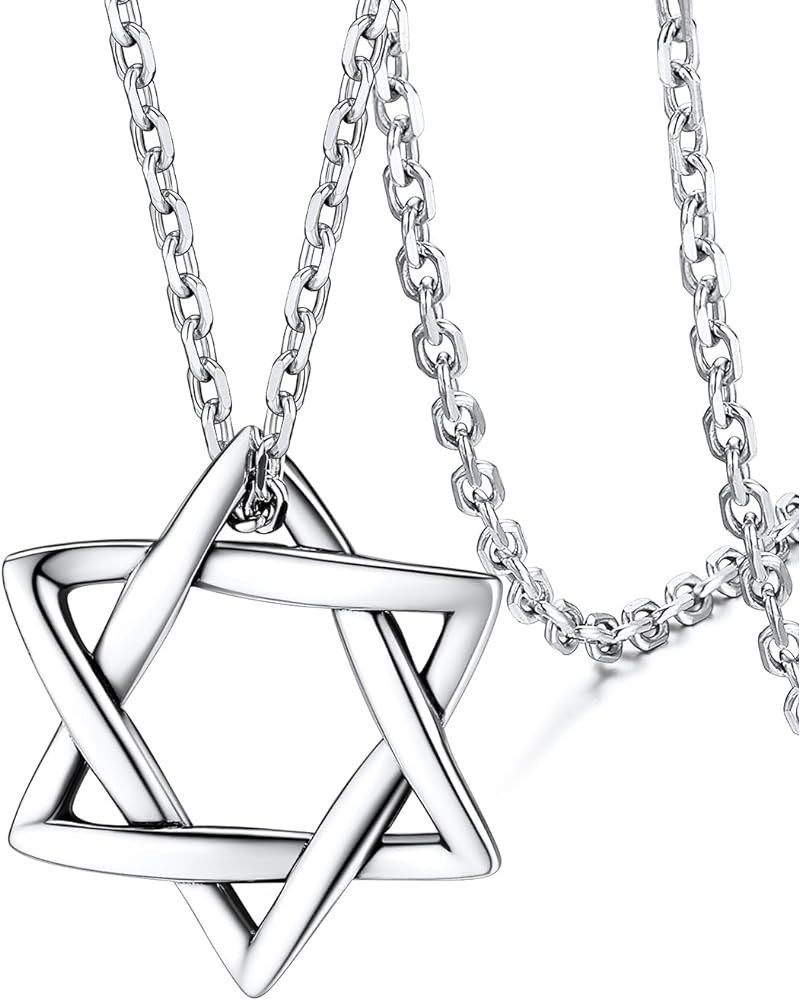 Star of David Jewish Necklace-Sterling Silver Pendant for Women-The Seal of Solomon Talisman Tantrism Hexagram Jewelry for Me...