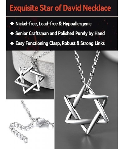 Star of David Jewish Necklace-Sterling Silver Pendant for Women-The Seal of Solomon Talisman Tantrism Hexagram Jewelry for Me...