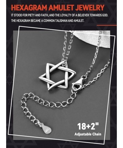 Star of David Jewish Necklace-Sterling Silver Pendant for Women-The Seal of Solomon Talisman Tantrism Hexagram Jewelry for Me...