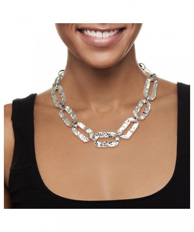 Italian Sterling Silver Hammered and Polished Large Oval-Link Necklace 18.0 Inches $134.64 Necklaces