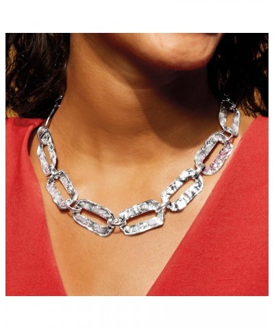 Italian Sterling Silver Hammered and Polished Large Oval-Link Necklace 18.0 Inches $134.64 Necklaces