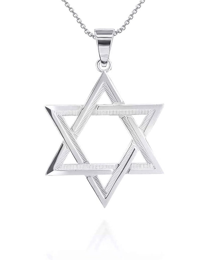 Fine Sterling Silver Striped Jewish Star of David Pendant Necklace (Size Small/Medium/Large) 22.0 Inches Small $27.53 Necklaces