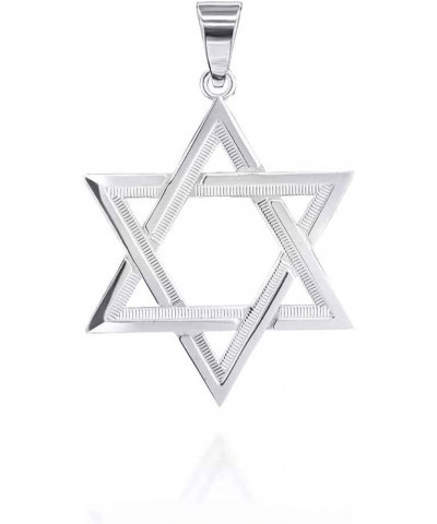 Fine Sterling Silver Striped Jewish Star of David Pendant Necklace (Size Small/Medium/Large) 22.0 Inches Small $27.53 Necklaces