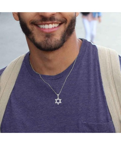 Fine Sterling Silver Striped Jewish Star of David Pendant Necklace (Size Small/Medium/Large) 22.0 Inches Small $27.53 Necklaces