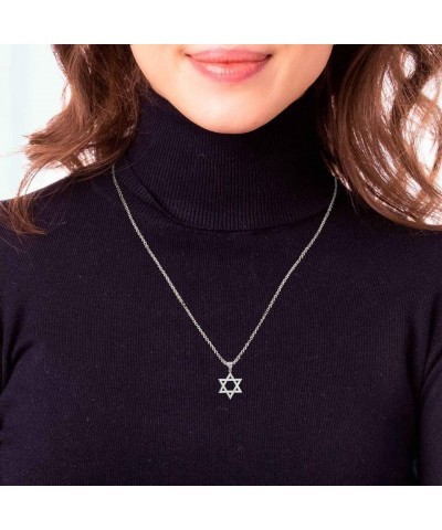 Fine Sterling Silver Striped Jewish Star of David Pendant Necklace (Size Small/Medium/Large) 22.0 Inches Small $27.53 Necklaces