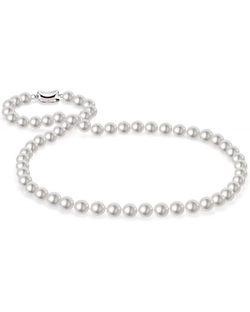 Round White Simulated Shell Pearl Necklace Unisex Strand Necklace for Women and Men 16"-24" Length 18 inch 8 mm $12.74 Necklaces