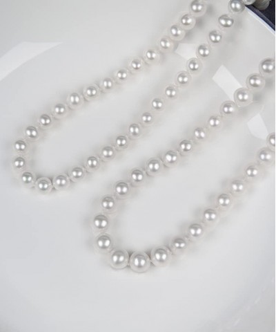 Round White Simulated Shell Pearl Necklace Unisex Strand Necklace for Women and Men 16"-24" Length 18 inch 8 mm $12.74 Necklaces