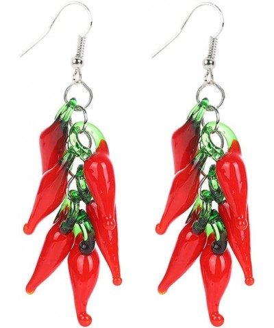 Hot Red Chili Pepper Earrings for Women Girls Cut Fun Lifelike Stacking Vegetable Food Funny Dangle Errings Cute Creative Jew...