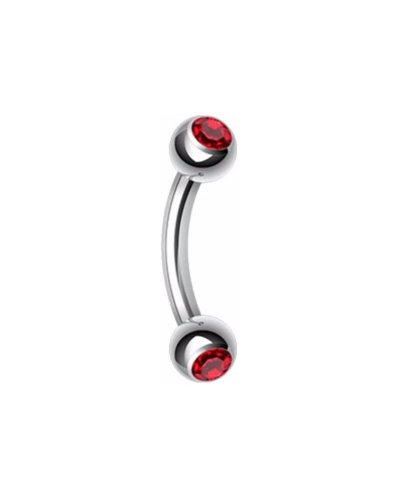 Double Gem Ball Curved Barbell WildKlass Eyebrow Ring 16 GA, 8mm, 3mm ball size, Red $8.95 Body Jewelry