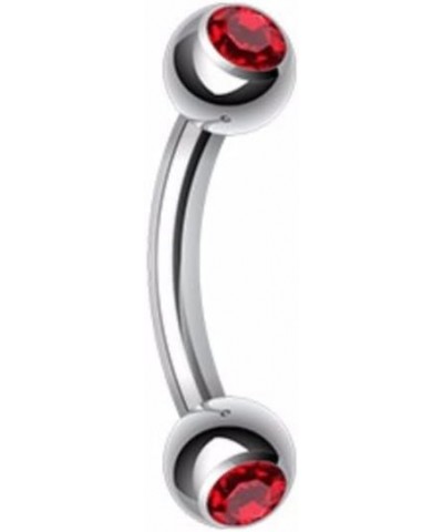 Double Gem Ball Curved Barbell WildKlass Eyebrow Ring 16 GA, 8mm, 3mm ball size, Red $8.95 Body Jewelry