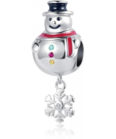 Snowflake Dangle Charm Compatible with Women Pandora Bracelets Clear Crystal Christmas Hoilday Bead Snowman $8.64 Bracelets