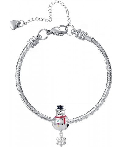 Snowflake Dangle Charm Compatible with Women Pandora Bracelets Clear Crystal Christmas Hoilday Bead Snowman $8.64 Bracelets