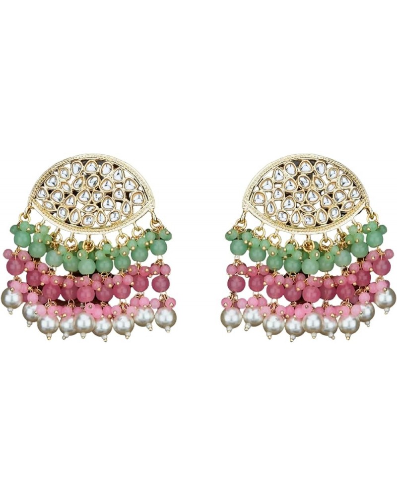 Ethnic Chandelier Kundan Indian Pakistani Earrings For Women, Aluminum Comfortable Chandbali Jumkha Jewelry MINT $17.35 Earrings