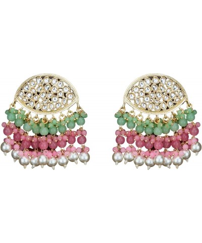 Ethnic Chandelier Kundan Indian Pakistani Earrings For Women, Aluminum Comfortable Chandbali Jumkha Jewelry MINT $17.35 Earrings