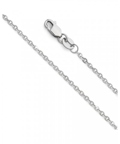 14k REAL Yellow OR White Gold Solid 1.5mm Side Diamond Cut Rolo Cable Chain Necklace with Lobster Claw Clasp White Gold 20 In...