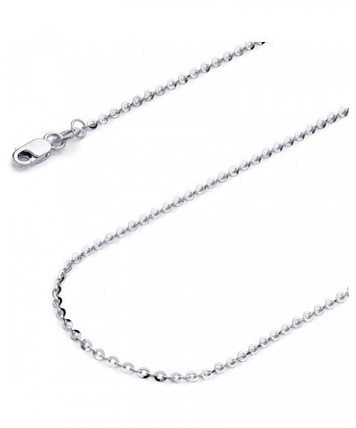 14k REAL Yellow OR White Gold Solid 1.5mm Side Diamond Cut Rolo Cable Chain Necklace with Lobster Claw Clasp White Gold 20 In...