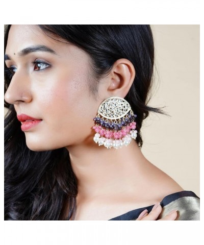 Ethnic Chandelier Kundan Indian Pakistani Earrings For Women, Aluminum Comfortable Chandbali Jumkha Jewelry MINT $17.35 Earrings