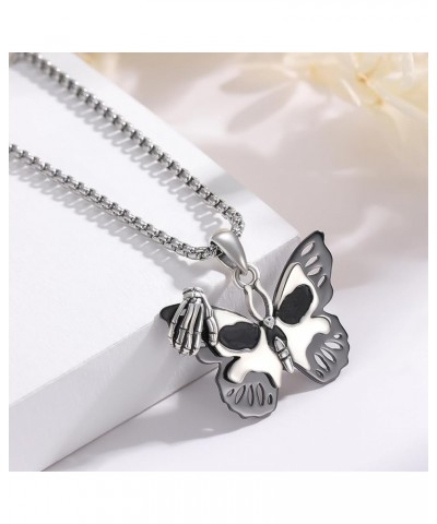 Opal Butterfly Necklace for Women 925 Sterling Silver Dainty Cute Butterfly Charm Jewelry Delicate Pendant Butterfly Necklace...