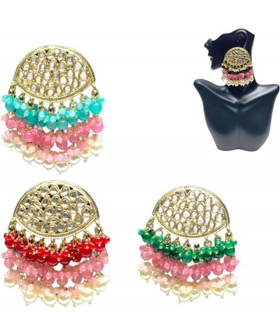 Ethnic Chandelier Kundan Indian Pakistani Earrings For Women, Aluminum Comfortable Chandbali Jumkha Jewelry MINT $17.35 Earrings