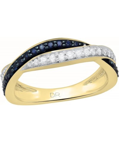 Blue Sapphire & White Diamond Swirl Stackable Wedding Band in Gold 5.5 14K Gold Yellow Gold $239.30 Bracelets