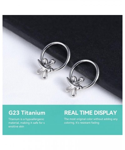 Titanium Nose Rings Hoops for Women, 16G 8mm 10mm Septum Rings Clicker Hinged Segment Nose Ring Lip Helix Cartilage Conch Dai...