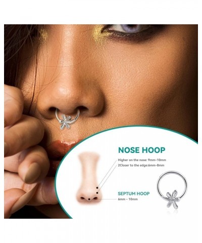 Titanium Nose Rings Hoops for Women, 16G 8mm 10mm Septum Rings Clicker Hinged Segment Nose Ring Lip Helix Cartilage Conch Dai...