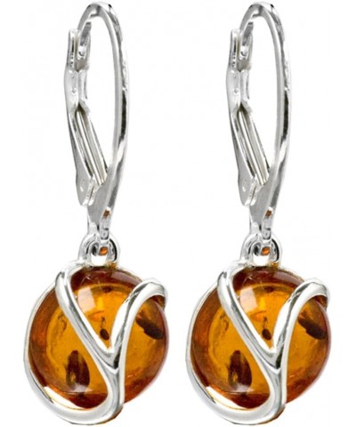 Amber Sterling Silver Round Leverback Earrings $17.70 Earrings