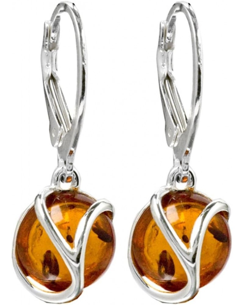 Amber Sterling Silver Round Leverback Earrings $17.70 Earrings