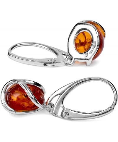 Amber Sterling Silver Round Leverback Earrings $17.70 Earrings