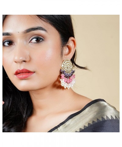 Ethnic Chandelier Kundan Indian Pakistani Earrings For Women, Aluminum Comfortable Chandbali Jumkha Jewelry MINT $17.35 Earrings