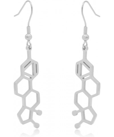 Estrogen Molecule Stainless Steel Dangle Earrings Silver $13.56 Earrings