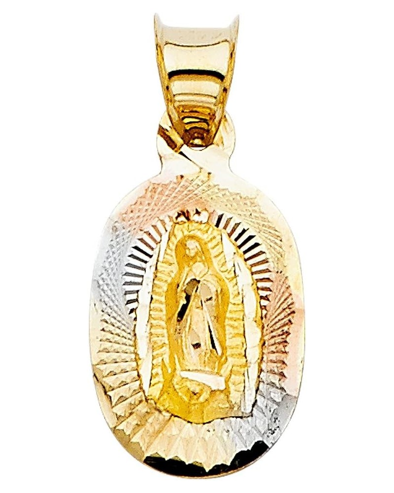 14k REAL Tri Color Gold Religious Mary Guadlupe Stamp Charm Pendant $32.39 Pendants