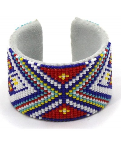 Southwestern Native Style Seed Beads Beaded Hard Cuff Bracelet White Red SW $11.00 Bracelets