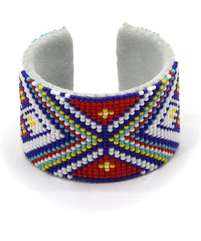 Southwestern Native Style Seed Beads Beaded Hard Cuff Bracelet White Red SW $11.00 Bracelets