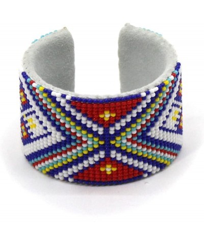 Southwestern Native Style Seed Beads Beaded Hard Cuff Bracelet White Red SW $11.00 Bracelets