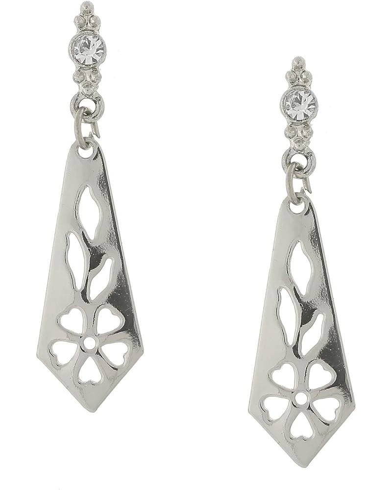 1928 Jewelry Cutout Crystal Post Accents Drop Earrings Crystal $8.69 Earrings