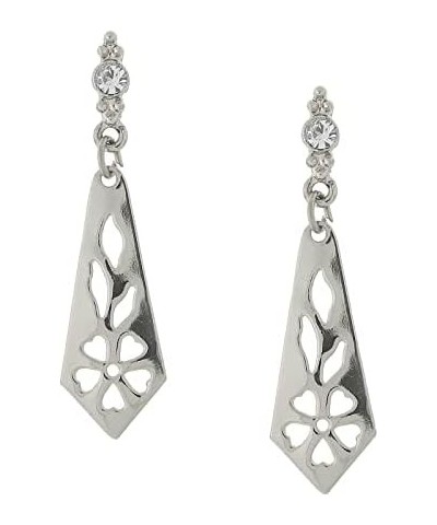 1928 Jewelry Cutout Crystal Post Accents Drop Earrings Crystal $8.69 Earrings