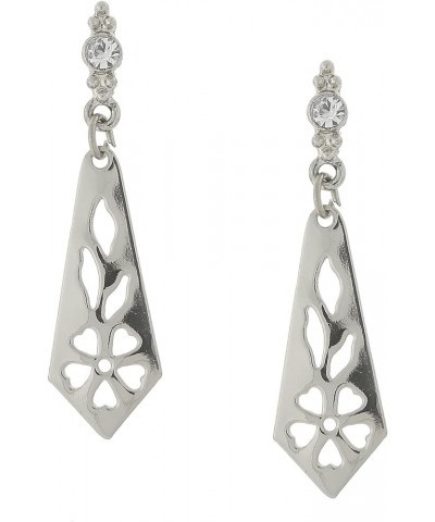 1928 Jewelry Cutout Crystal Post Accents Drop Earrings Crystal $8.69 Earrings