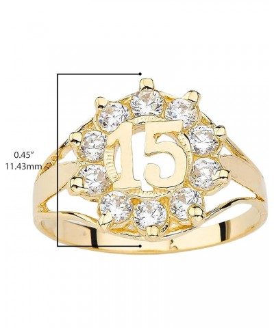 10k Yellow Gold Round Cubic Zirconia Openword Quinceanera "15" Fashion Ring - Size 5 $83.25 Rings