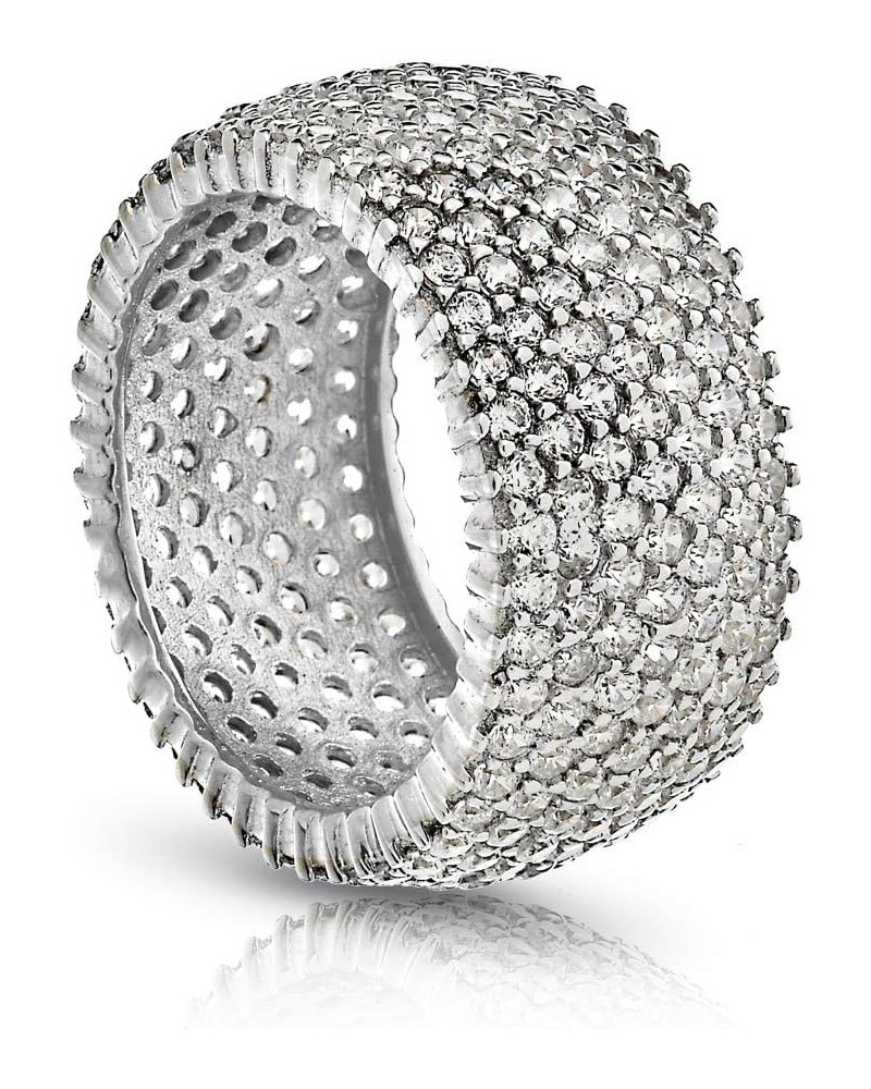 925 Sterling Silver Eternity Ring 7 Row Cubic Zirconia Micro-pave Set Engagement/Wedding Ring Sterling Silver $17.72 Rings