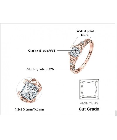 Vintage Celtic Knot Princess Cut 1.2ct Cubic Zirconia Solitaire Engagement Rings for Women 3-Rose Gold Plated $15.36 Rings