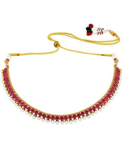 Bollywood Fashion Faux Stone Wedding Necklace Big Earrings Indian Fashion Jewelry Set For Women Rani Pink $12.71 Jewelry Sets