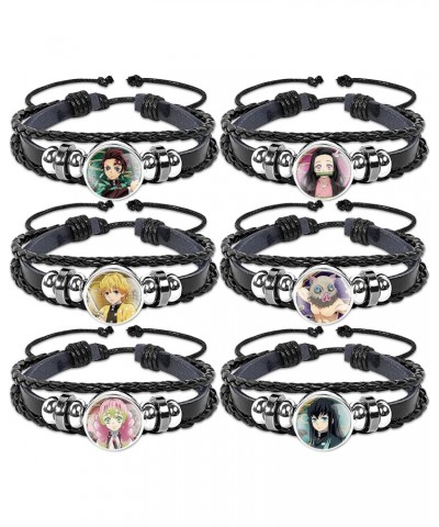 Funny Demon Leather Bracelet for Men Women Gifts for Anime Gear Lovers 6PCS Adjustable Bracelets Gift Braided Beaded Wristban...