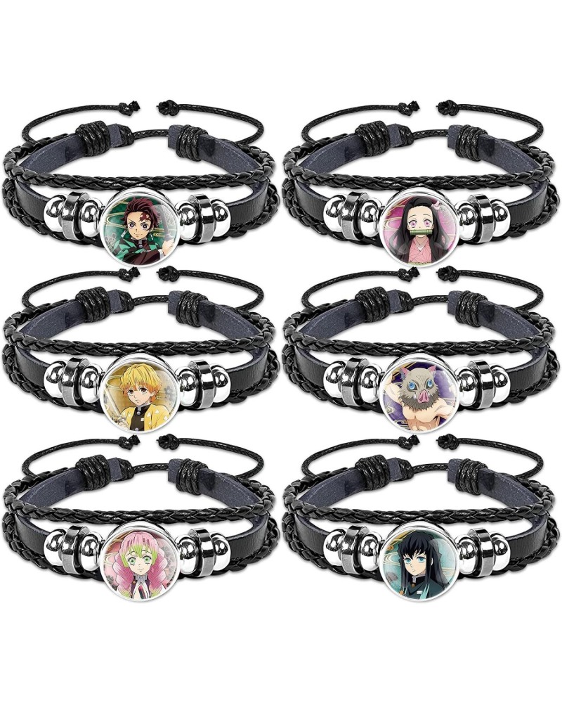 Funny Demon Leather Bracelet for Men Women Gifts for Anime Gear Lovers 6PCS Adjustable Bracelets Gift Braided Beaded Wristban...