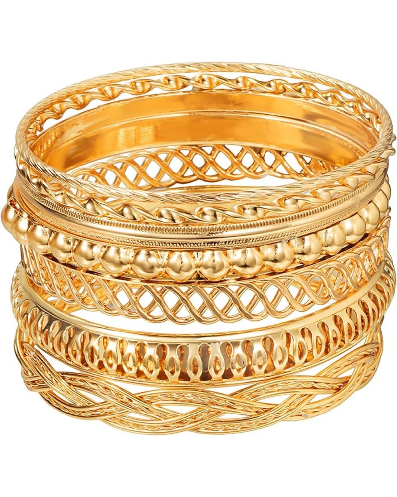 9 PCS Gold Bangle Bracelets Set Stackable Bracelet for Women Indian Bangles Bracelet Fashion Chunky Bangle Bracelets Boho Ban...