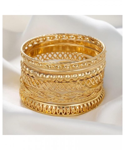 9 PCS Gold Bangle Bracelets Set Stackable Bracelet for Women Indian Bangles Bracelet Fashion Chunky Bangle Bracelets Boho Ban...